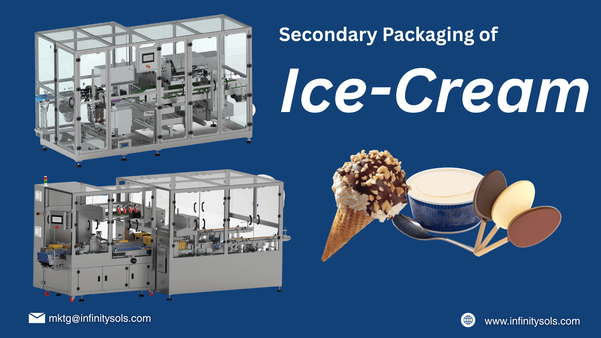 Secondary Packaging of Ice Cream cups, cones, tubs, or bars